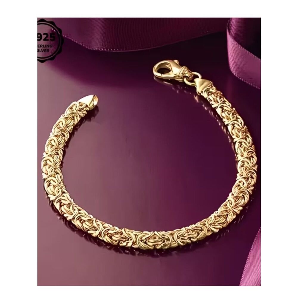 NWT 18K Gold Plated Byzantine Chain Link Woven Statement Bracelet - Picture 6 of 6